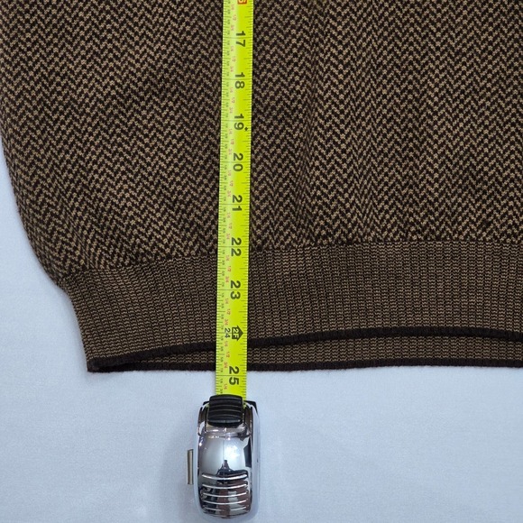 Polo Ralph Lauren Mens Brown Herringbone V-Neck 100% Merino Wool Sweater Size M - Picture 8 of 12